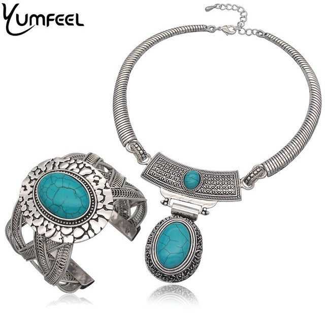 Tibetan Silver with Synthetic Stone Bracelet Fashion Jewelry for Women