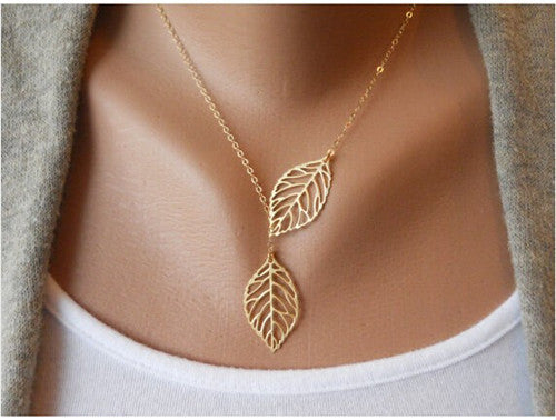 Elegant Leaf Pendants Tassel Necklace