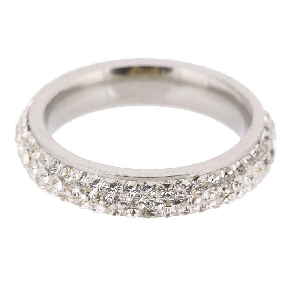 Crystal Stainless Steel Ring - Made with Genuine CZ Crystals