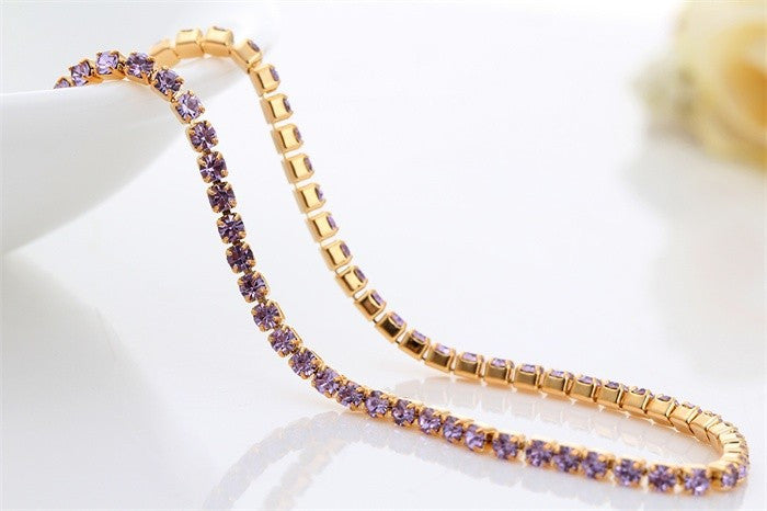 Rhinestone Crystal Slim Tennis Bracelet - Assorted Colors