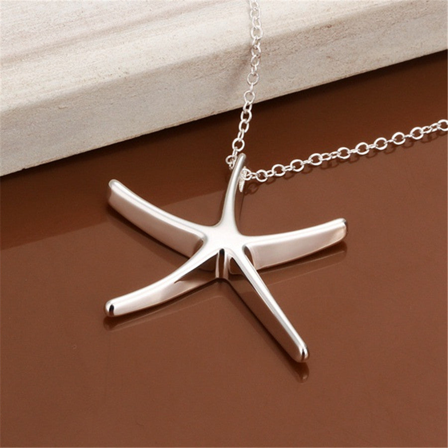 Cute Silver Starfish Pendant