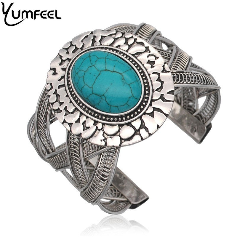 Tibetan Silver with Synthetic Stone Bracelet Fashion Jewelry for Women